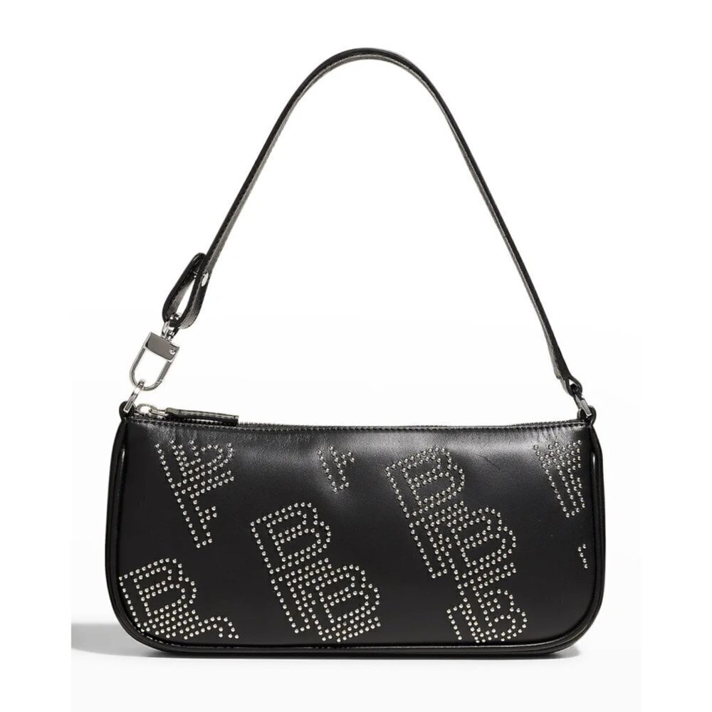 BY FAR Rachel Studded Leather Shoulder Bag